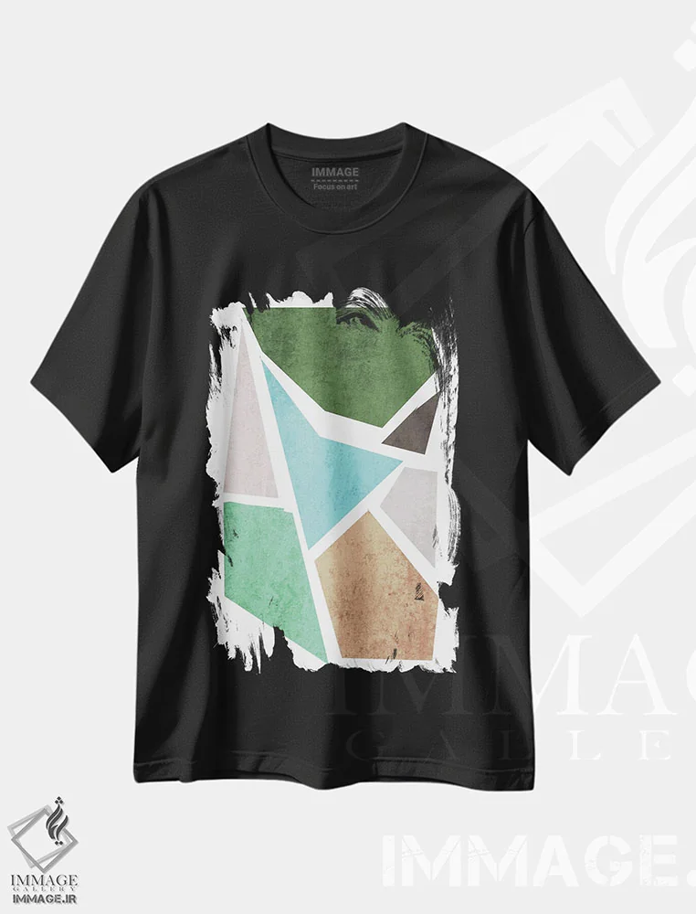 تیشرت مشکی طرح دار "اشکال هندسی II" اثر ایرنا اورلوف | فروشگاه ایماژ