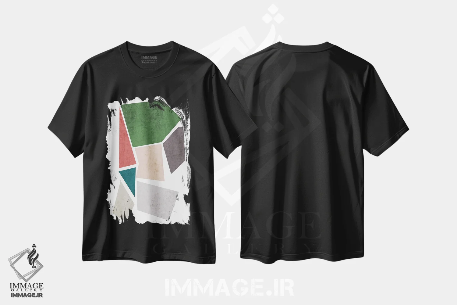 تیشرت مشکی طرح دار "اشکال هندسی I" اثر ایرنا اورلوف | immage.ir
