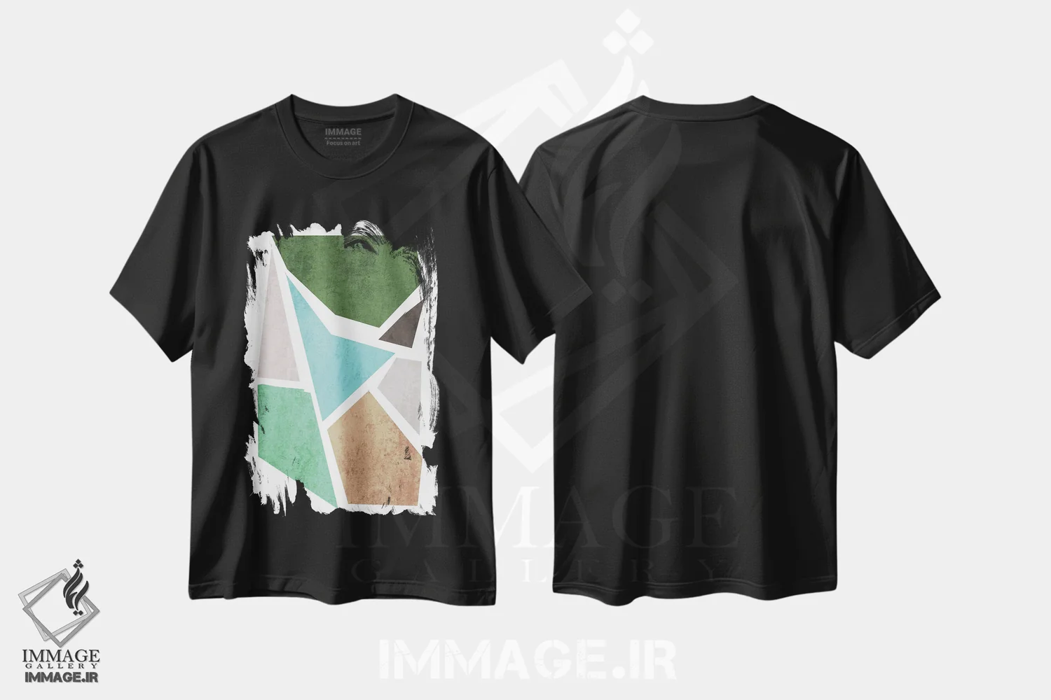 تیشرت مشکی طرح دار "اشکال هندسی II" اثر ایرنا اورلوف | فروشگاه ایماژ