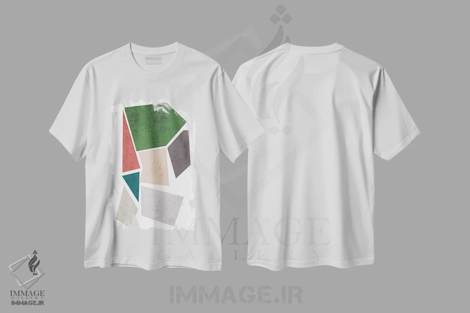 تیشرت سفید طرح دار "اشکال هندسی I" اثر ایرنا اورلوف | فروشگاه ایماژ
