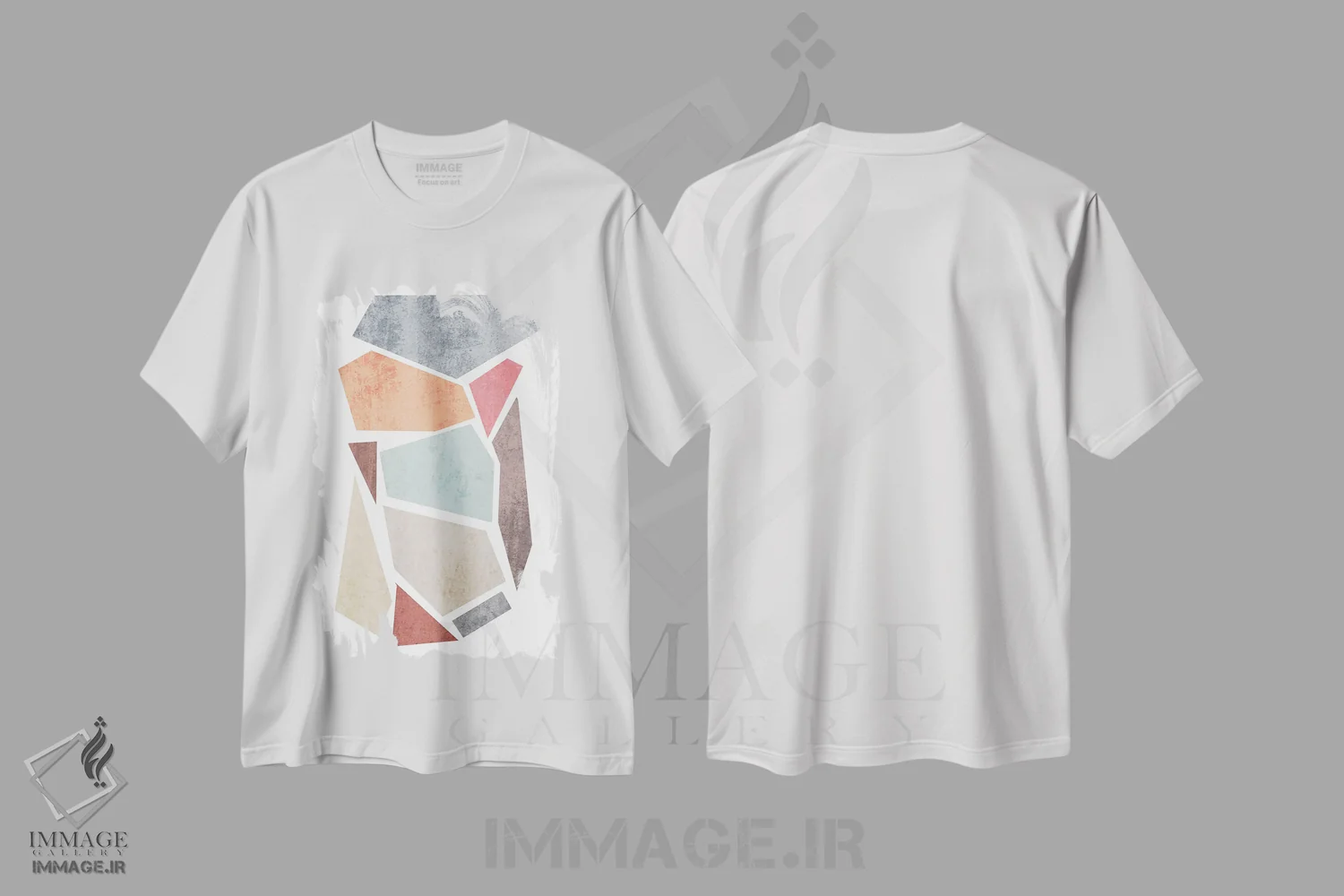 تیشرت سفید طرح دار "اشکال هندسی IV" اثر ایرنا اورلوف | فروشگاه ایماژ