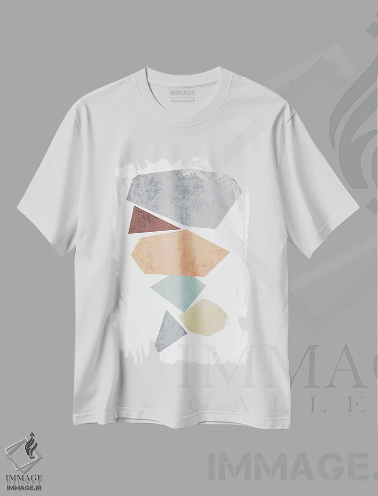 تیشرت سفید طرح دار "اشکال هندسی V" اثر ایرنا اورلوف | immage.ir