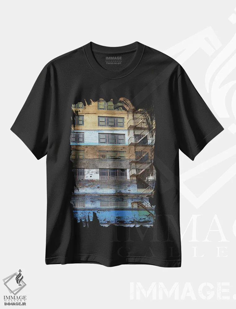 تیشرت مشکی طرح دار "ساختمان II"، دکوراسیون جایگزین اثر ایرنا اورلوف | فروشگاه ایماژ