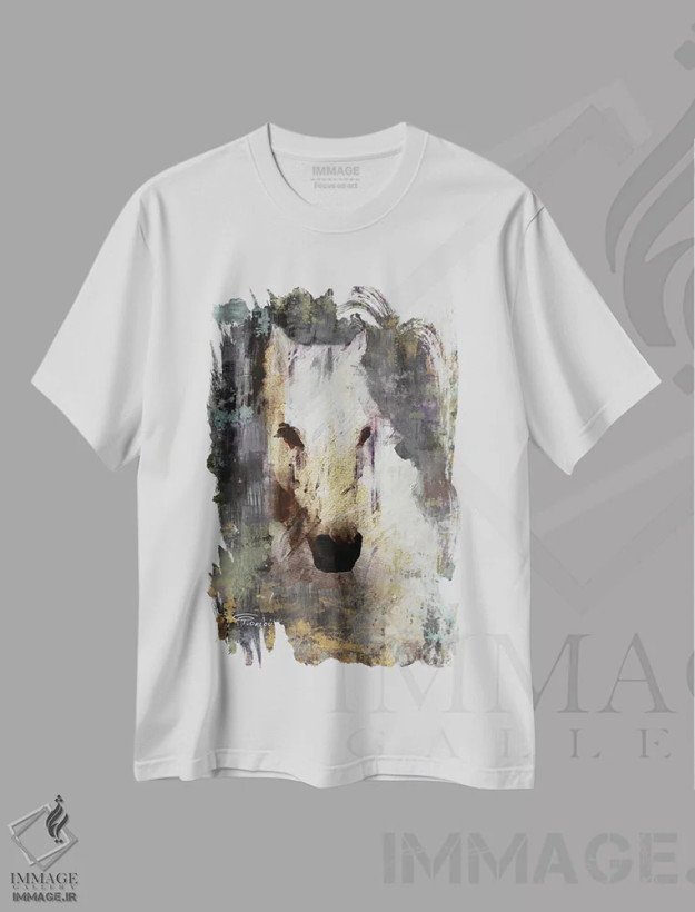 تیشرت سفید طرح دار "ملکه بنفش طلایی"، تزئینی اثر ایرنا اورلوف | فروشگاه ایماژ