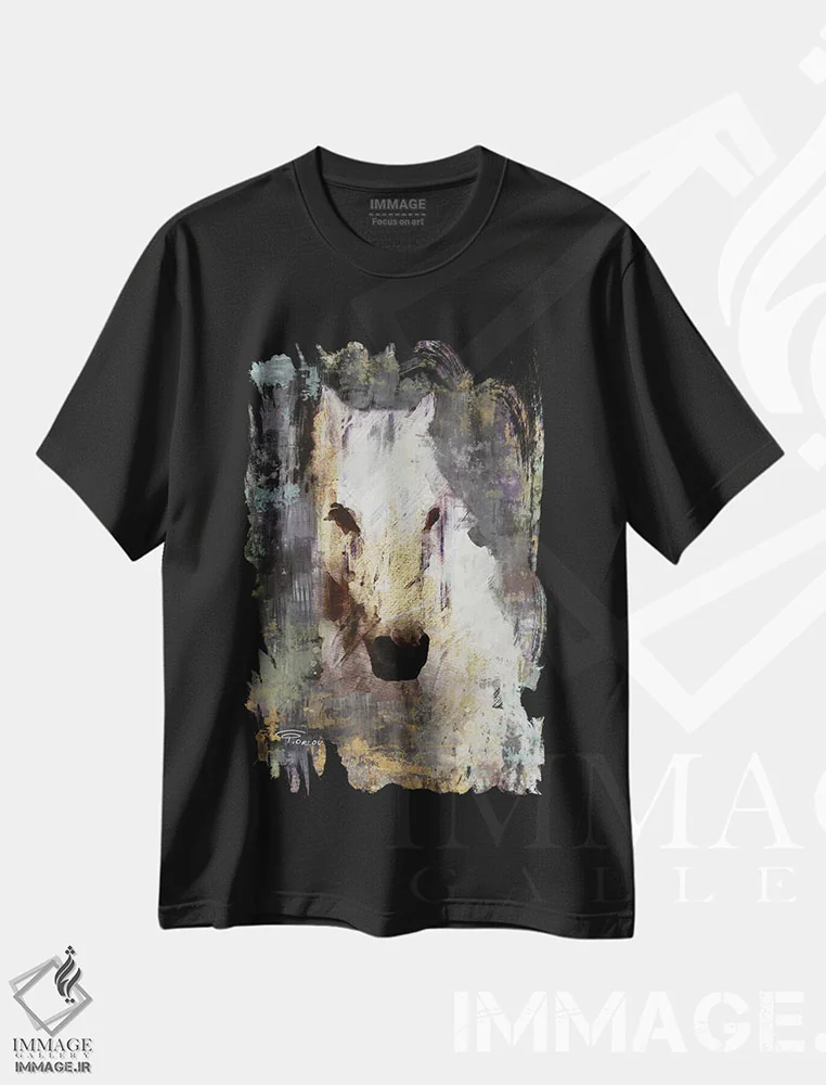 تیشرت مشکی طرح دار "ملکه بنفش طلایی"، تزئینی اثر ایرنا اورلوف | immage.ir