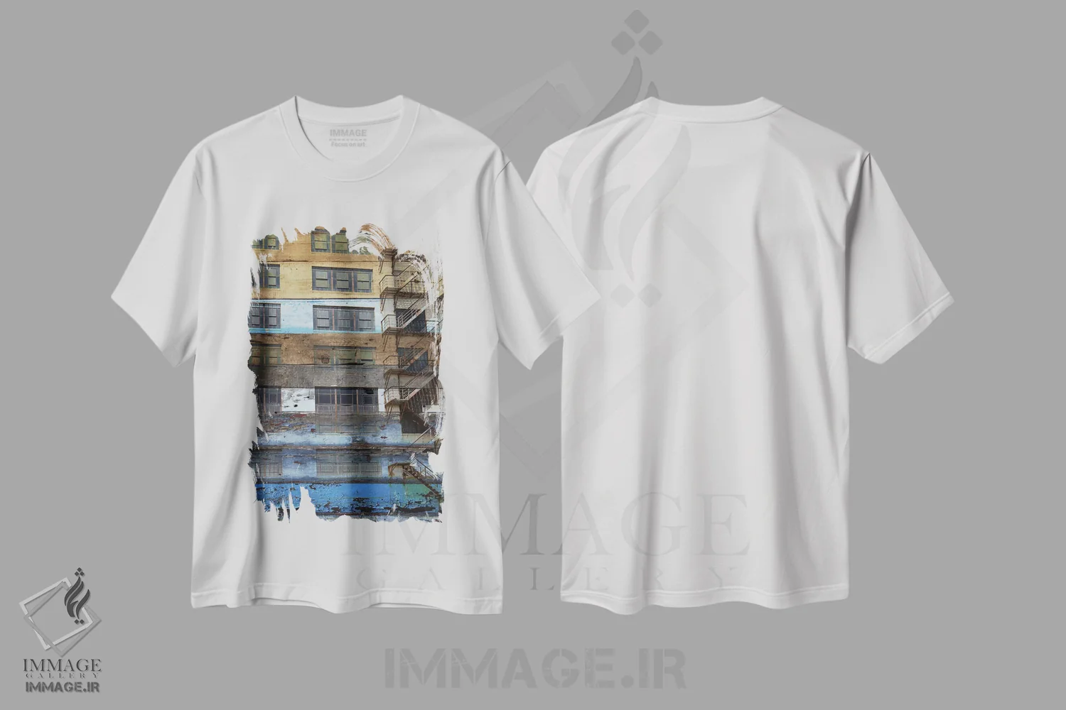 تیشرت سفید طرح دار "ساختمان II"، دکوراسیون جایگزین اثر ایرنا اورلوف | immage.ir