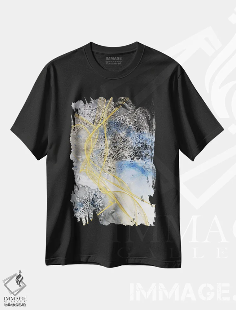 تیشرت مشکی طرح دار "آبرنگ ساحلی II" اثر ایرنا اورلوف | فروشگاه ایماژ