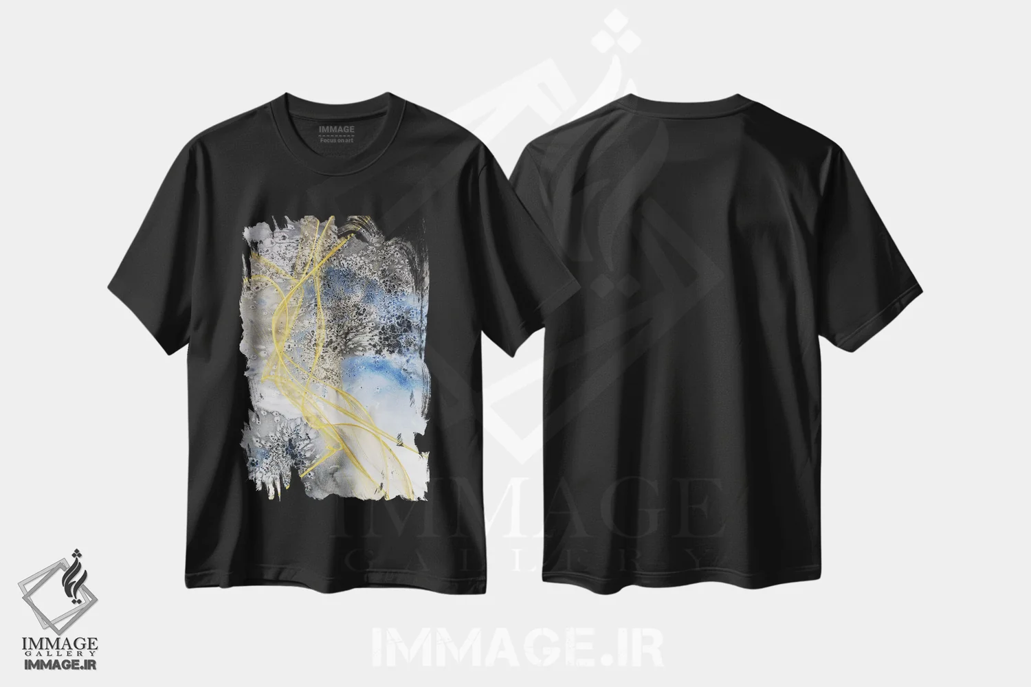 تیشرت مشکی طرح دار "آبرنگ ساحلی II" اثر ایرنا اورلوف | فروشگاه ایماژ