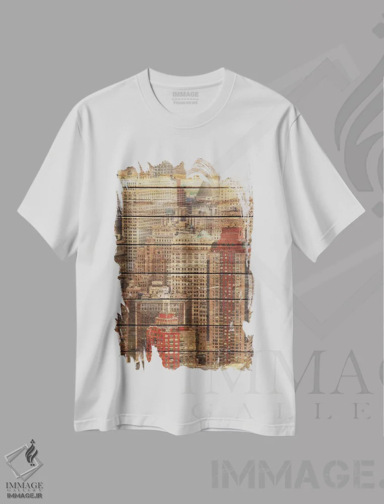 تیشرت سفید طرح دار مرکز شهر نیویورک، تزئینی اثر ایرنا اورلوف | immage.ir