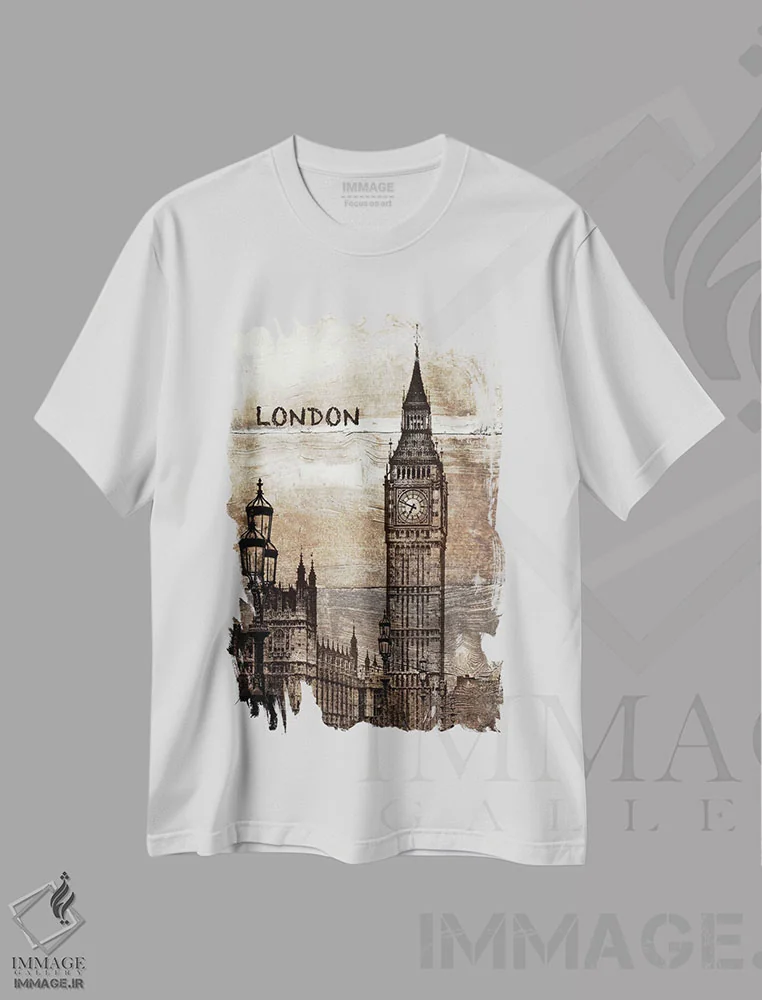 تیشرت سفید طرح دار لندن، انگلستان، آبستره اثر ایرنا اورلوف | immage.ir