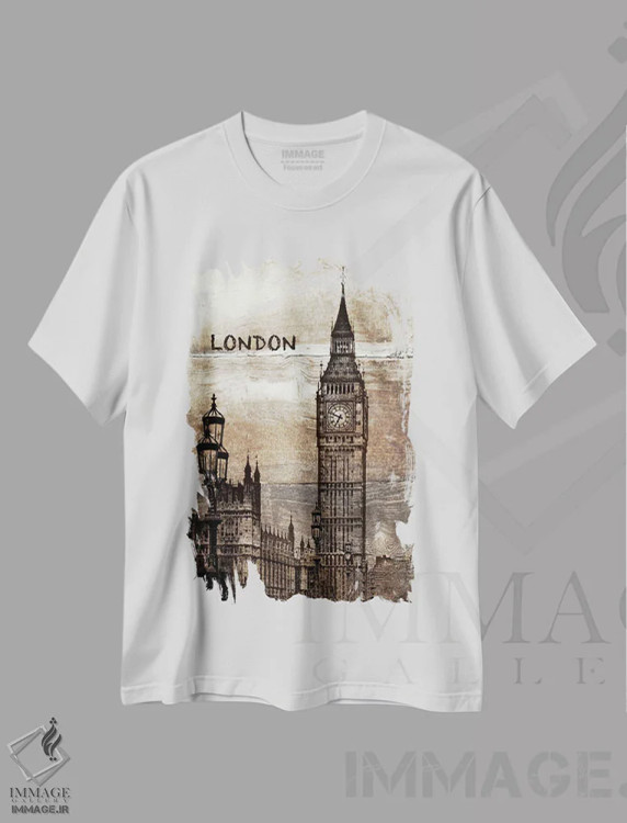 تیشرت سفید طرح دار لندن، انگلستان، آبستره اثر ایرنا اورلوف | immage.ir