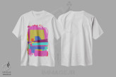 تیشرت سفید طرح دار تحول رنگارنگ شصت و یکم، آبستره اثر ایرنا اورلوف | فروشگاه ایماژ