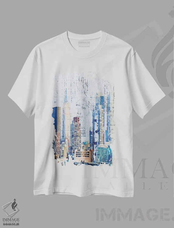 تیشرت سفید طرح دار شهر نیویورک، آبستره اثر ایرنا اورلوف | immage.ir