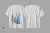 تیشرت سفید طرح دار شهر نیویورک، آبستره اثر ایرنا اورلوف | immage.ir
