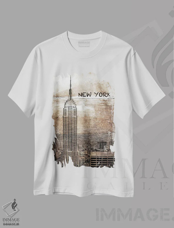 تیشرت سفید طرح دار شهر نیویورک، ایالات متحده آمریکا، آبستره اثر ایرنا اورلوف | فروشگاه ایماژ
