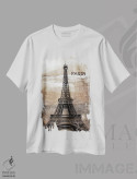 تیشرت سفید طرح دار پاریس، فرانسه اول، آبستره اثر ایرنا اورلوف | فروشگاه ایماژ