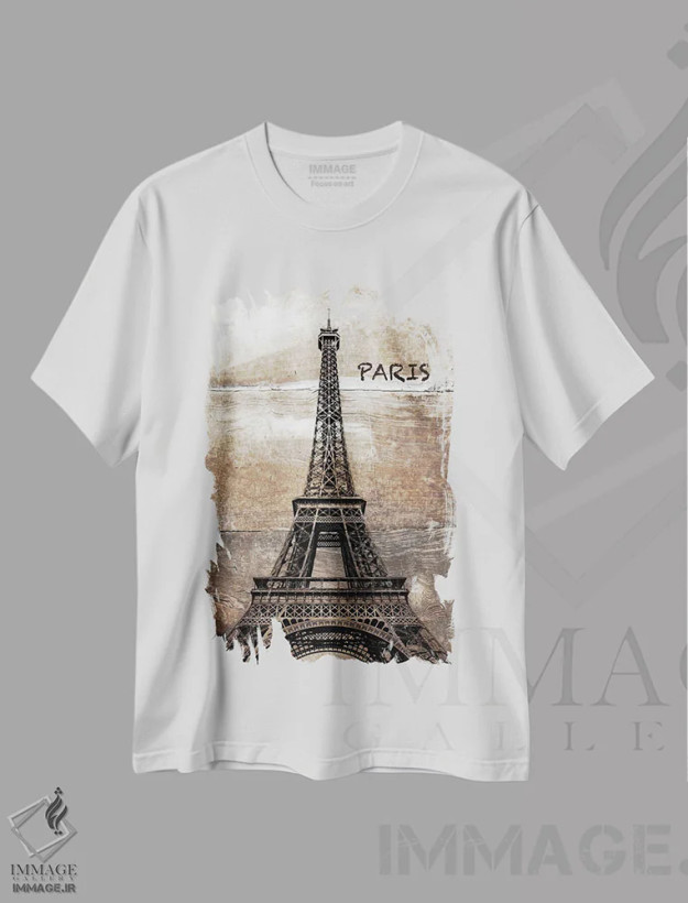 تیشرت سفید طرح دار پاریس، فرانسه اول، آبستره اثر ایرنا اورلوف | فروشگاه ایماژ