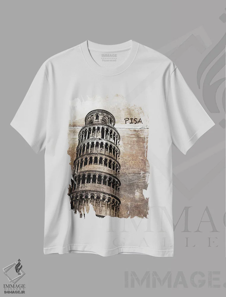 تیشرت سفید طرح دار پیزا، ایتالیا، آبستره اثر ایرنا اورلوف | فروشگاه ایماژ