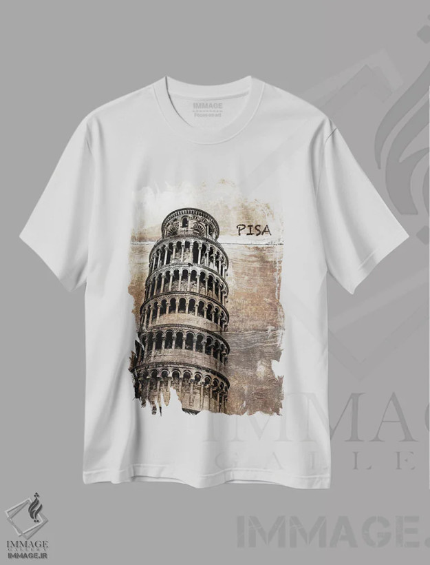 تیشرت سفید طرح دار پیزا، ایتالیا، آبستره اثر ایرنا اورلوف | فروشگاه ایماژ
