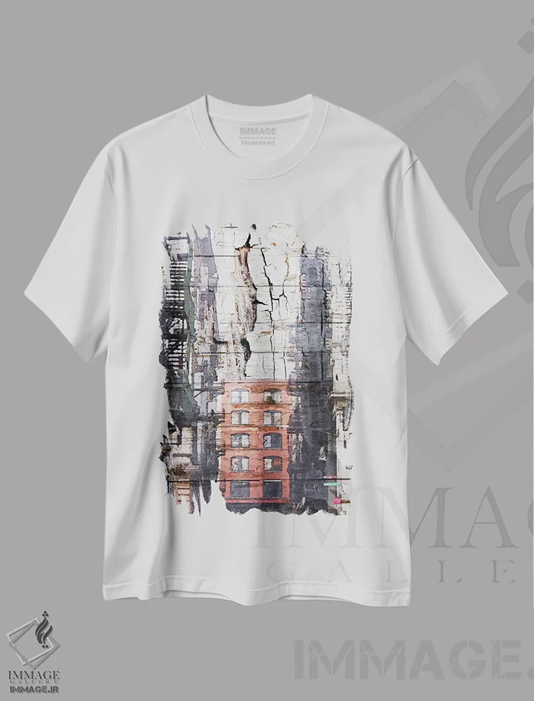 تیشرت سفید طرح دار لس آنجلس صنعتی، دکوراسیون جایگزین اثر ایرنا اورلوف | فروشگاه ایماژ