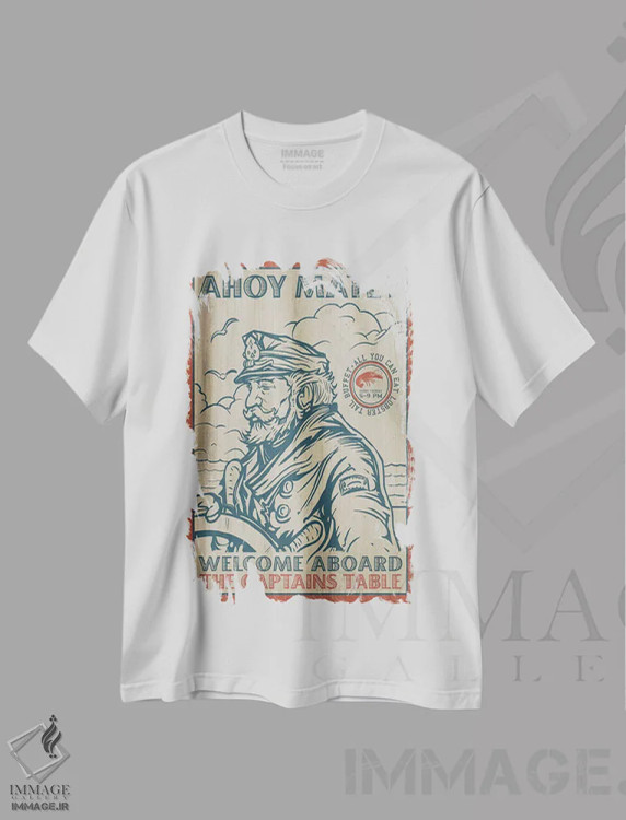 تیشرت سفید طرح دار میز کاپیتان، تزئینی اثر اولد رد تراک | فروشگاه ایماژ