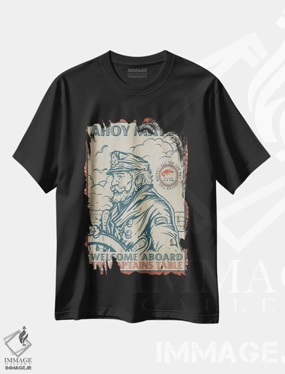 تیشرت مشکی طرح دار میز کاپیتان، تزئینی اثر اولد رد تراک | immage.ir