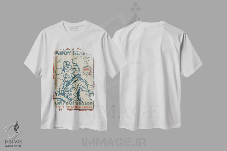 تیشرت سفید طرح دار میز کاپیتان، تزئینی اثر اولد رد تراک | فروشگاه ایماژ
