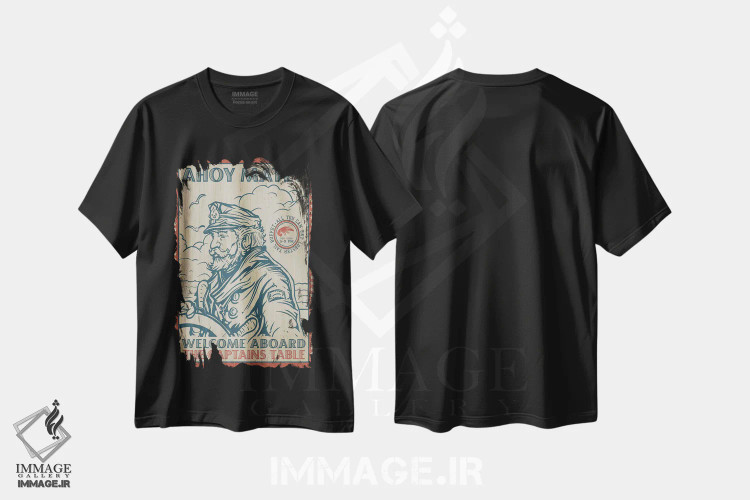 تیشرت مشکی طرح دار میز کاپیتان، تزئینی اثر اولد رد تراک | immage.ir