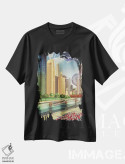 تیشرت مشکی طرح دار شیکاگو اول، تزئینی اثر اولد رد تراک | فروشگاه ایماژ