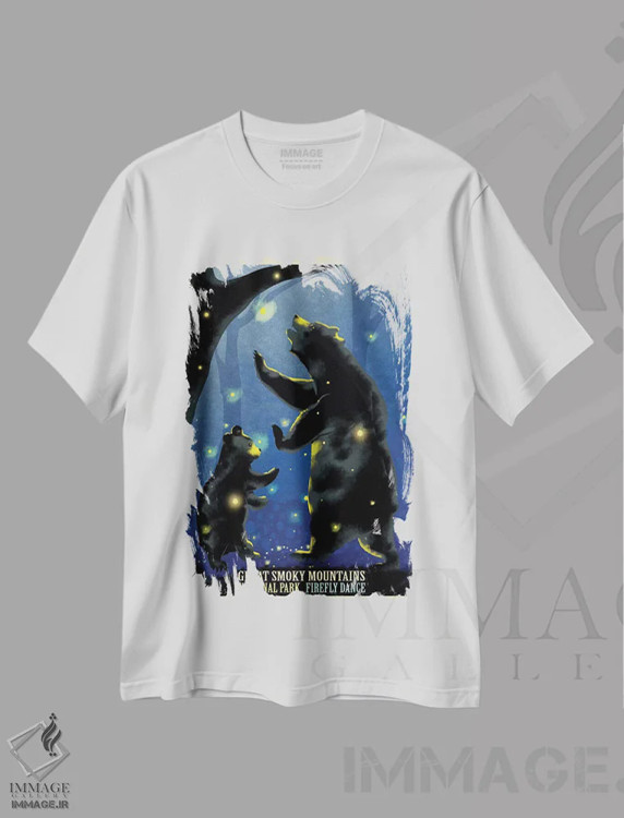 تیشرت سفید طرح دار رقص کرم شب تاب، تزئینی اثر اولد رد تراک | فروشگاه ایماژ