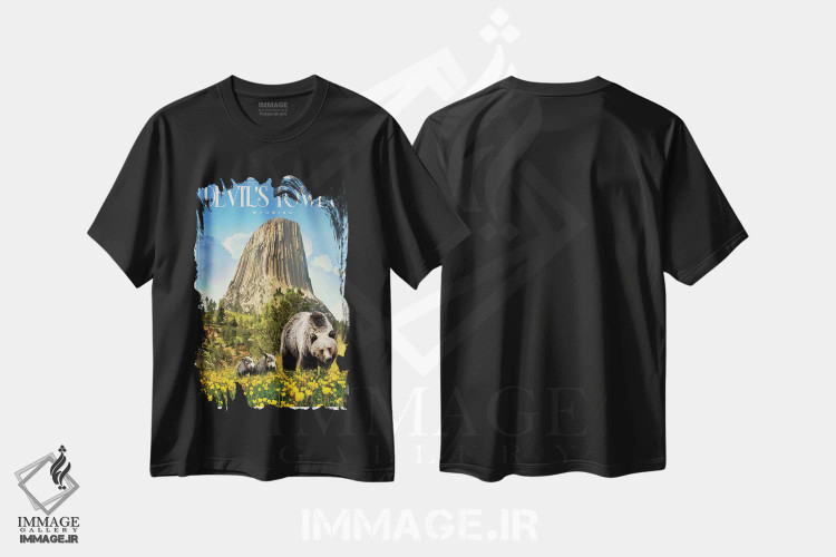 تیشرت مشکی طرح دار برج شیطان، تزئینی اثر اولد رد تراک | فروشگاه ایماژ