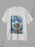 تیشرت سفید طرح دار بار هاربر، خرچنگ مین، تزئینی اثر اولد رد تراک | immage.ir