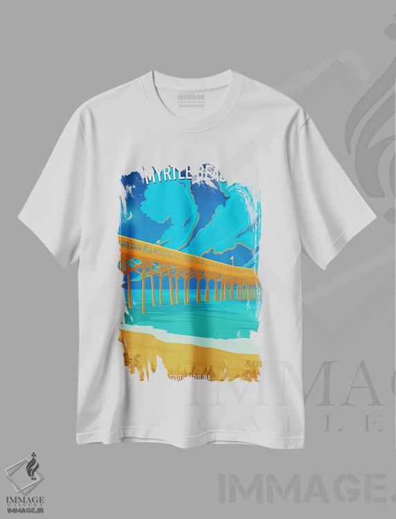تیشرت سفید طرح دار ساحل میرتل، دکور ساحلی اثر اولد رد تراک | immage.ir