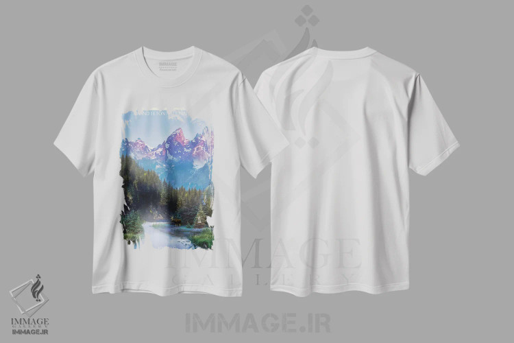 تیشرت سفید طرح دار کوه های گرند تتون، تزئینی اثر اولد رد تراک | immage.ir