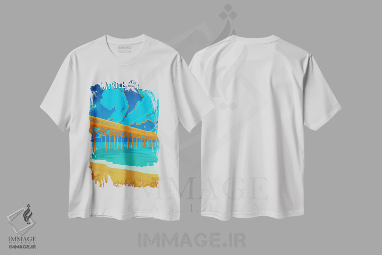 تیشرت سفید طرح دار ساحل میرتل، دکور ساحلی اثر اولد رد تراک | immage.ir