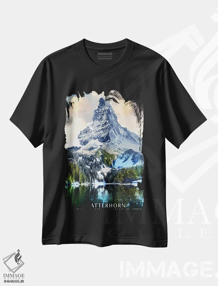 تیشرت مشکی طرح دار ماترهورن، هنر دیجیتال اثر اولد رد تراک | فروشگاه ایماژ