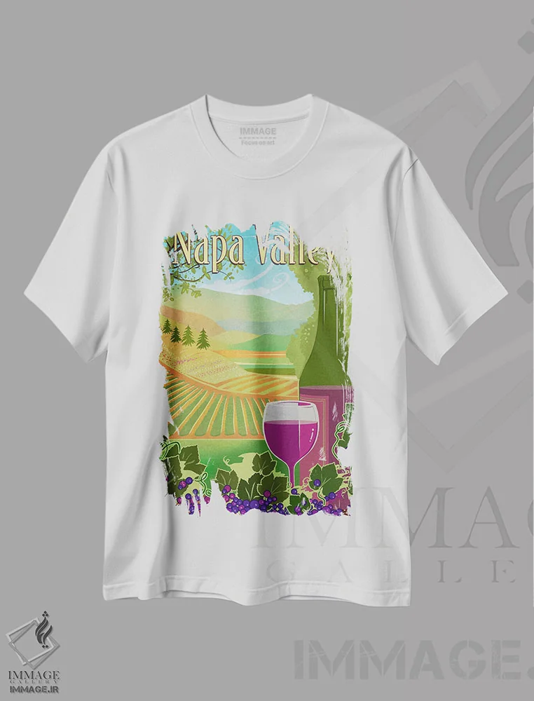 تیشرت سفید طرح دار منطقه تاکستان ها، هنر دیجیتال اثر اولد رد تراک | immage.ir