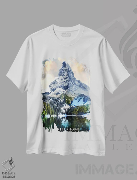 تیشرت سفید طرح دار ماترهورن، هنر دیجیتال اثر اولد رد تراک | immage.ir