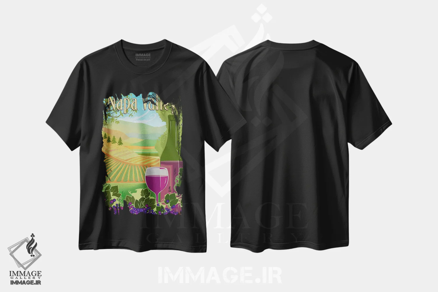 تیشرت مشکی طرح دار منطقه تاکستان ها، هنر دیجیتال اثر اولد رد تراک | فروشگاه ایماژ