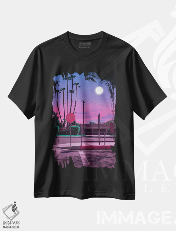 تیشرت مشکی طرح دار ساعت ۷:۴۵ عصر، عکاسی ترکیبی اثر دانر اوروزکو | فروشگاه ایماژ