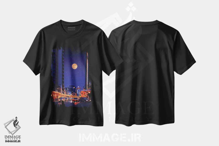 تیشرت مشکی طرح دار شهر سینمایی، عکاسی ترکیبی اثر دانر اوروزکو | immage.ir