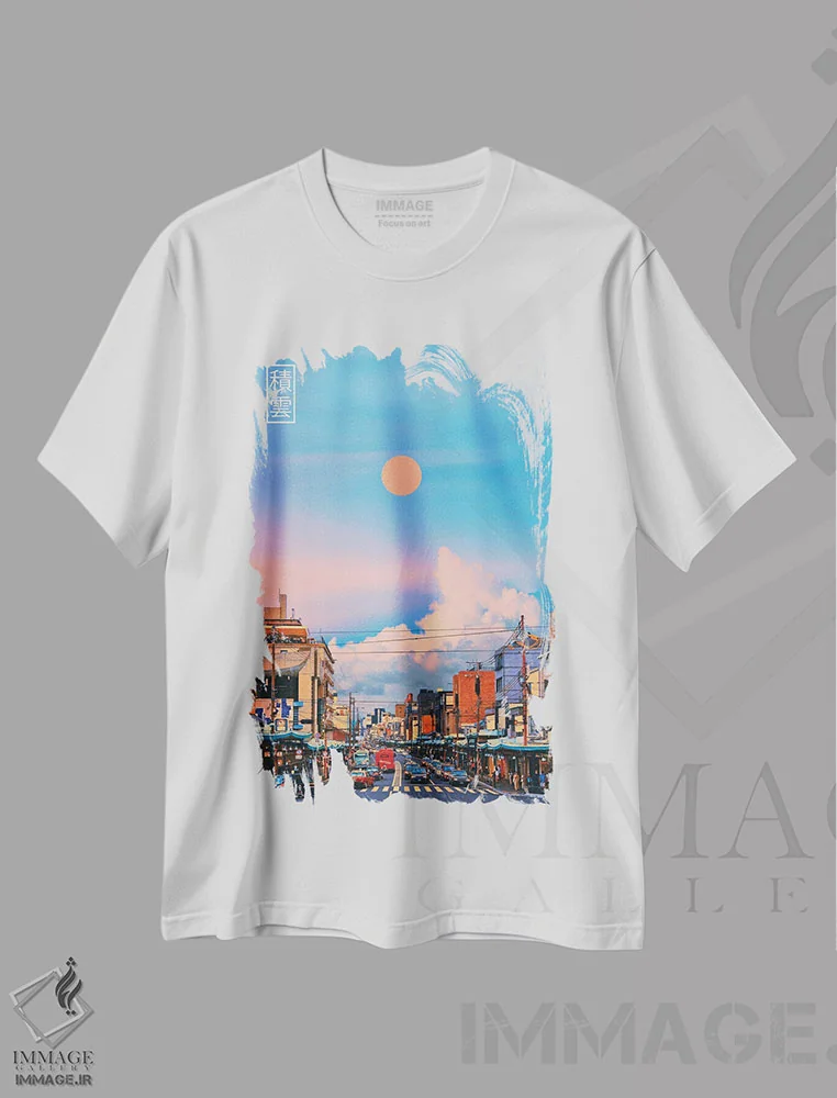 تیشرت سفید طرح دار ابر کومولوس در ژاپن چهارم، عکاسی ترکیبی اثر دانر اوروزکو | immage.ir
