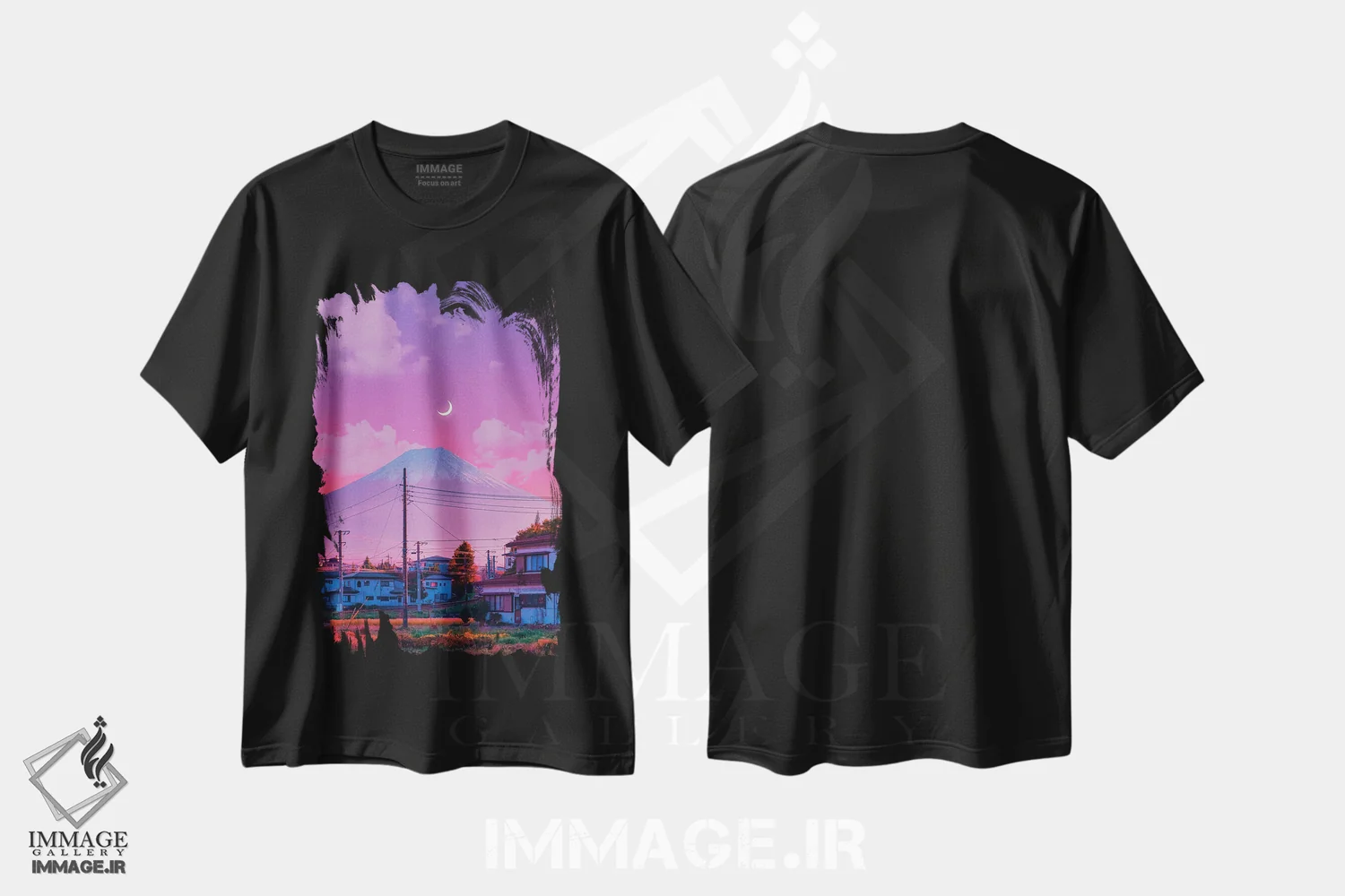 تیشرت مشکی طرح دار فوجی دوم، عکاسی ترکیبی اثر دانر اوروزکو | فروشگاه ایماژ