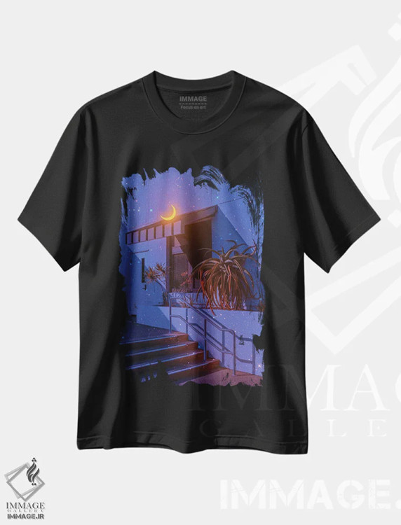 تیشرت مشکی طرح دار نور ماه دوم، عکاسی ترکیبی اثر دانر اوروزکو | فروشگاه ایماژ