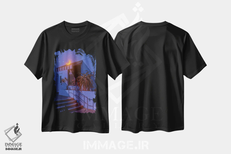 تیشرت مشکی طرح دار نور ماه دوم، عکاسی ترکیبی اثر دانر اوروزکو | فروشگاه ایماژ