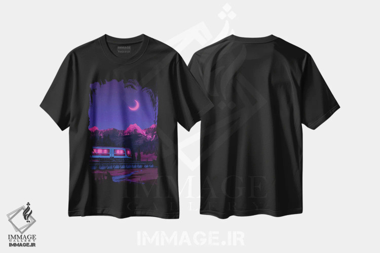 تیشرت مشکی طرح دار جهان های نئون ۳، عکاسی ترکیبی اثر دانر اوروزکو | immage.ir