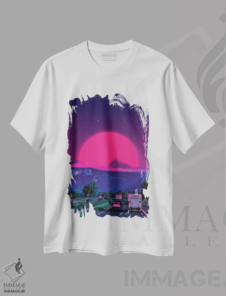 تیشرت سفید طرح دار جهان های نئون ۴، عکاسی ترکیبی اثر دانر اوروزکو | immage.ir