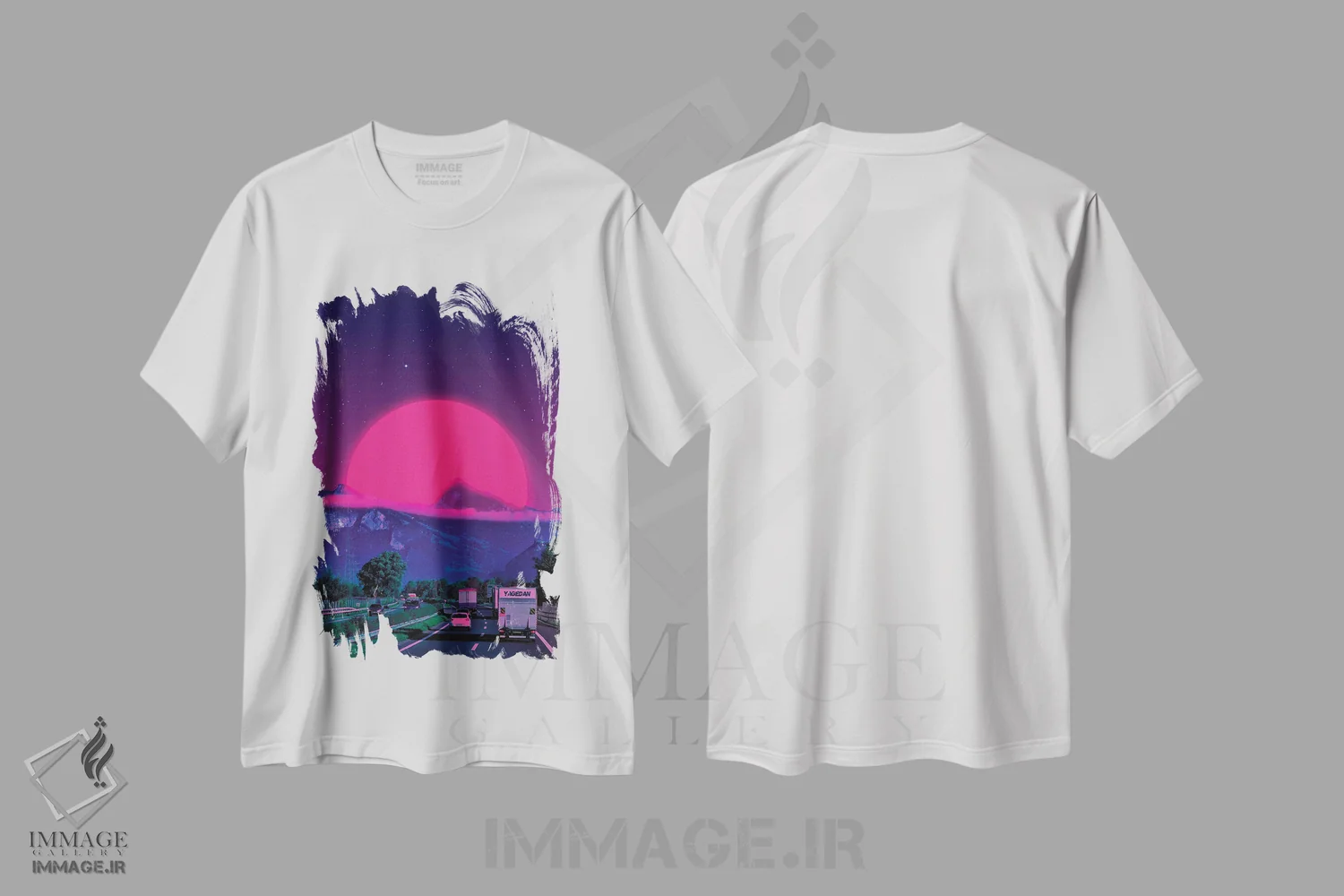 تیشرت سفید طرح دار جهان های نئون ۴، عکاسی ترکیبی اثر دانر اوروزکو | immage.ir