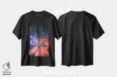 تیشرت مشکی طرح دار جهان های نئون ۸، عکاسی ترکیبی اثر دانر اوروزکو | فروشگاه ایماژ