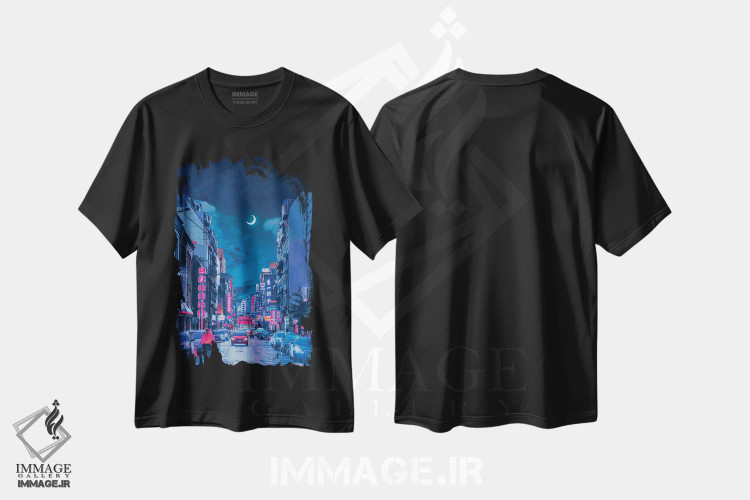 تیشرت مشکی طرح دار جهان های نئون ۷، عکاسی ترکیبی اثر دانر اوروزکو | immage.ir